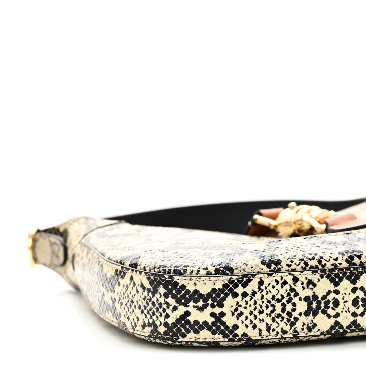 Gucci GG Supreme Monogram Snakeskin Small Jackie 1961 Hobo Beige Ebony