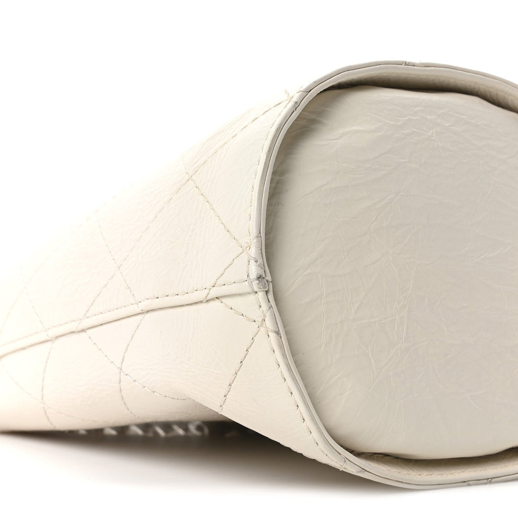 Chanel Crumpled Calfskin Bucket Bag White