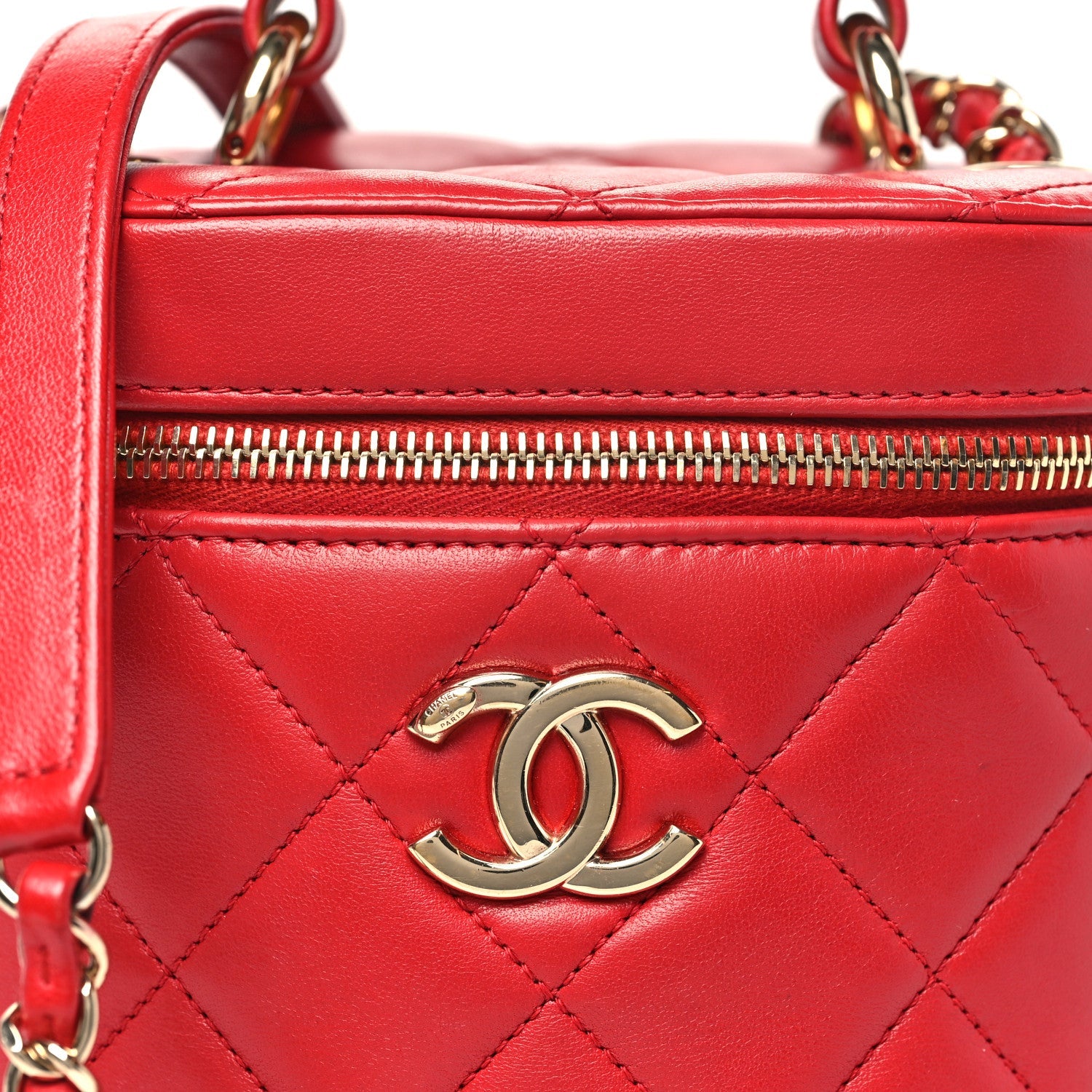 Chanel Lambskin Quilted Trendy Vanity Case Red