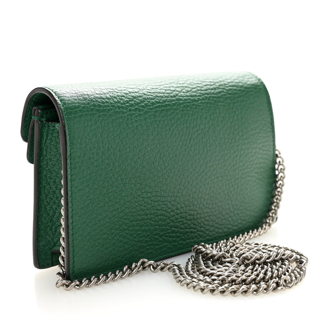 Gucci Dollar Calfskin Crystal Super Mini Dionysus Shoulder Bag Emerald