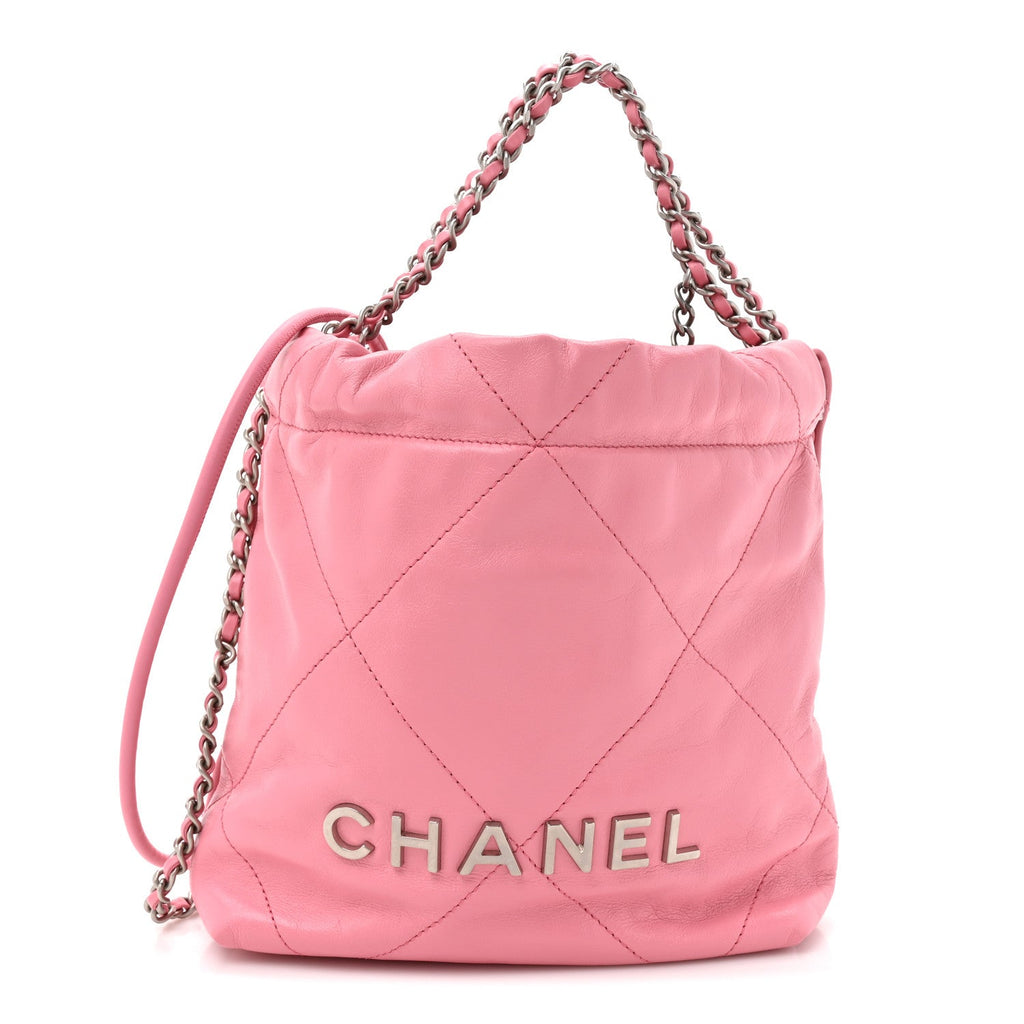 Chanel Shiny Calfskin Quilted Mini Chanel 22 Pink