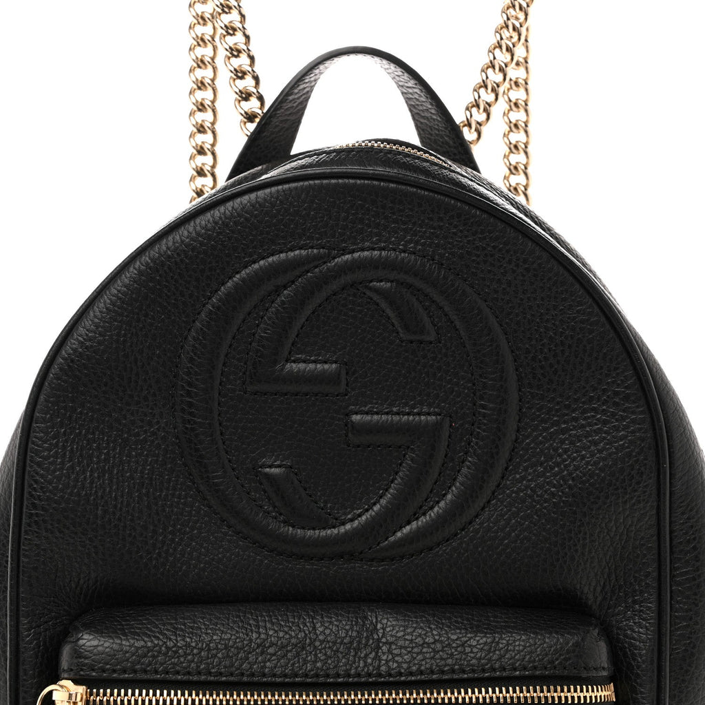 Gucci Pebbled Calfskin Soho Chain Backpack Black