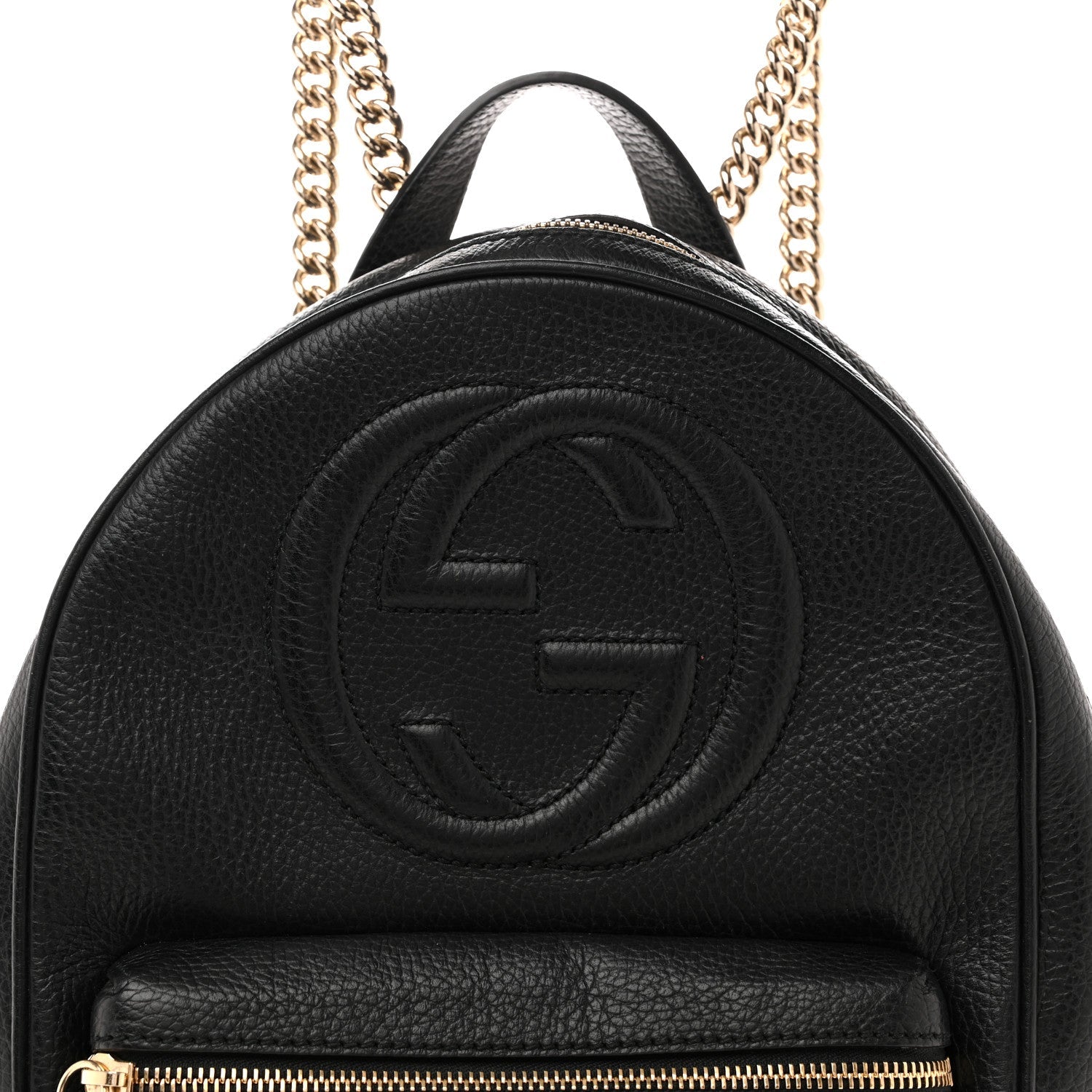 Gucci Pebbled Calfskin Soho Chain Backpack Black