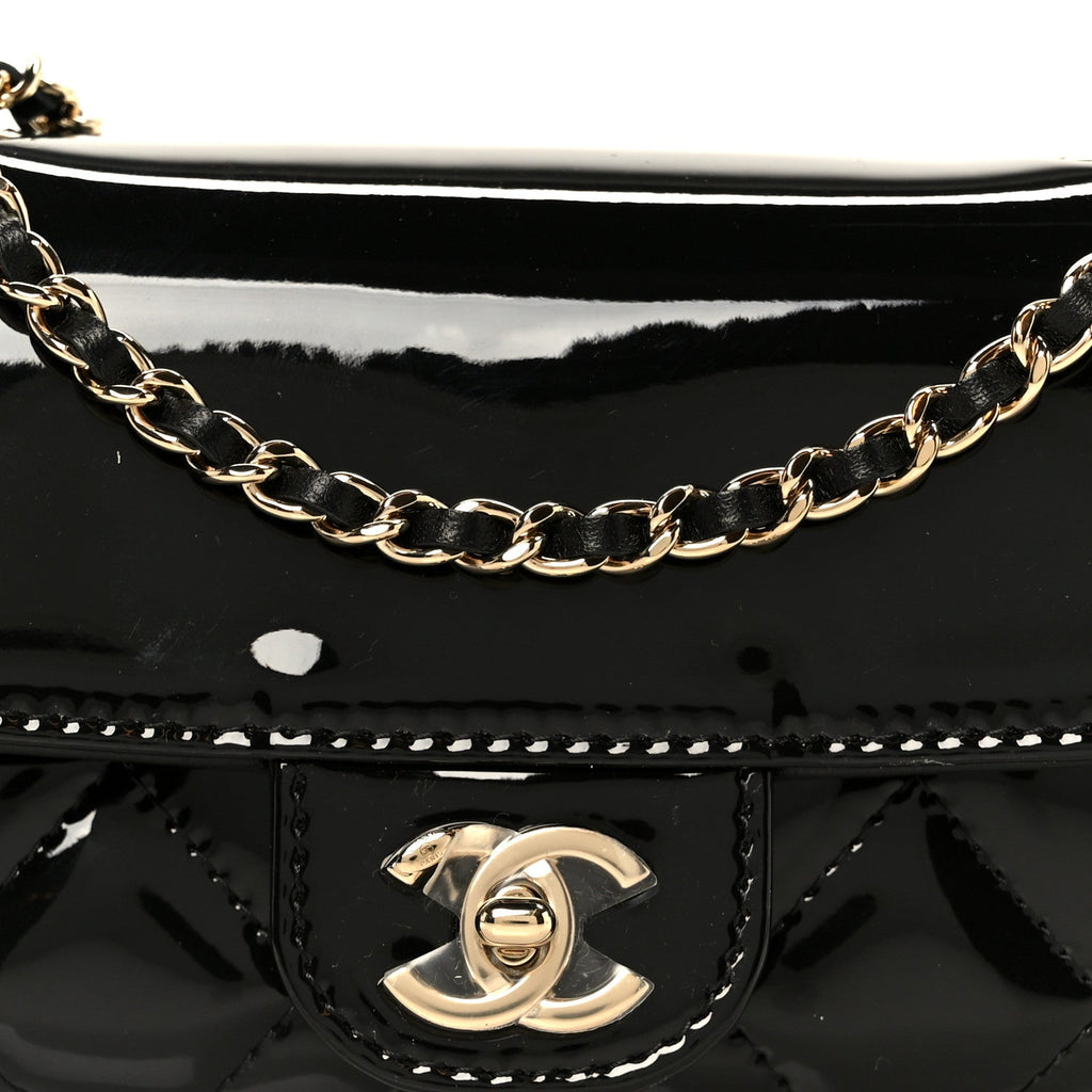 Chanel Patent Calfskin Quilted Mini Flap Black