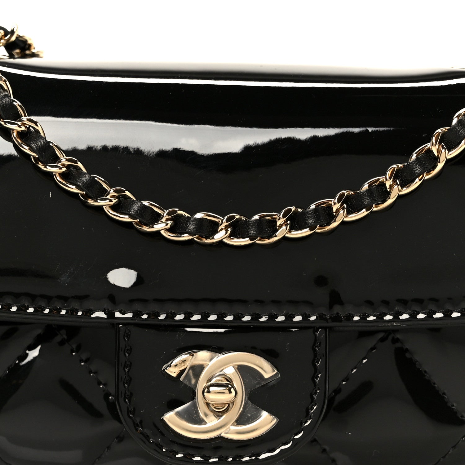 Chanel Patent Calfskin Quilted Mini Flap Black