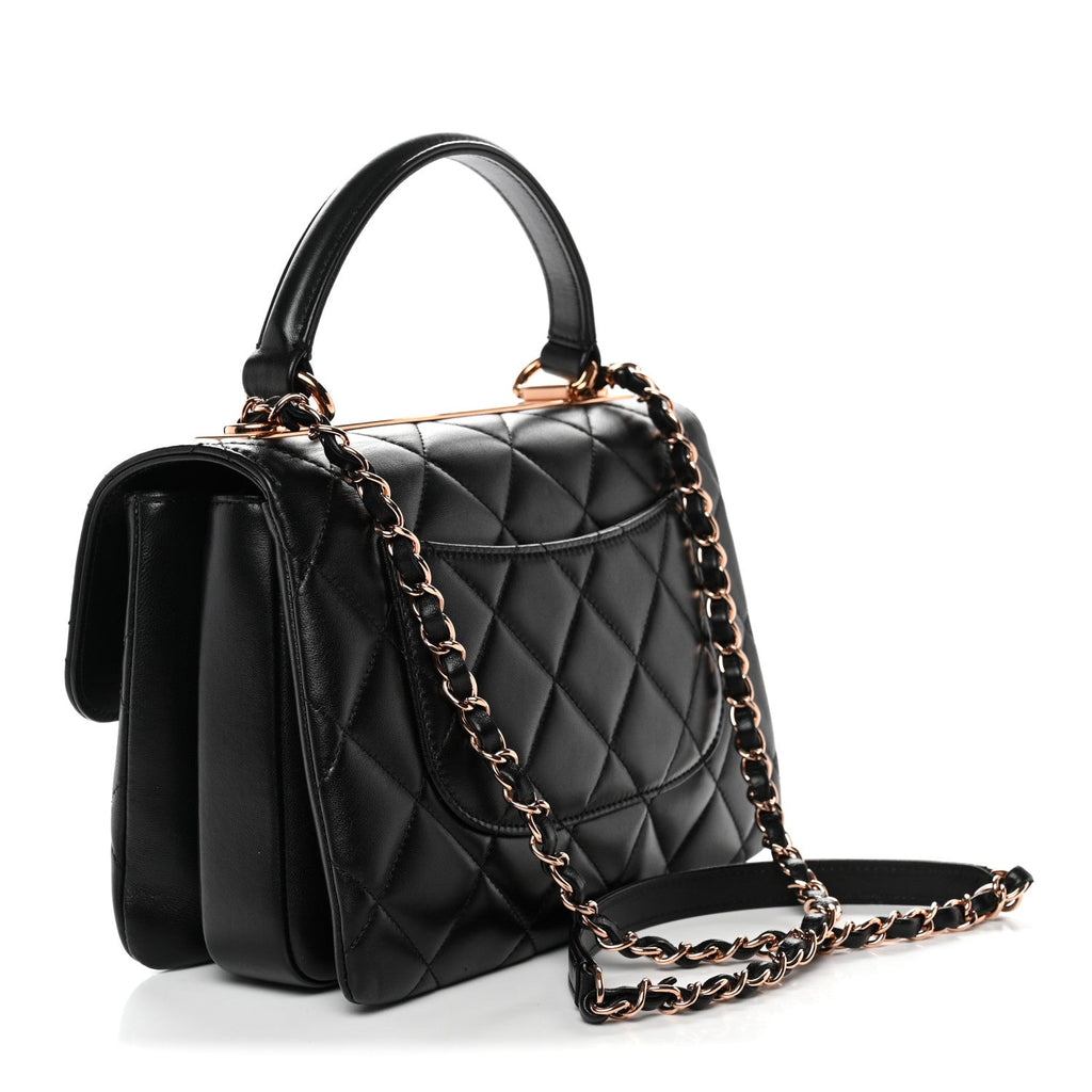 Chanel Lambskin Quilted Small Trendy CC Dual Handle Flap Bag Black