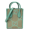 Gucci Monogram Jumbo GG Textured Dollar Calfskin Mini Tote Bag Pepperlight Mint