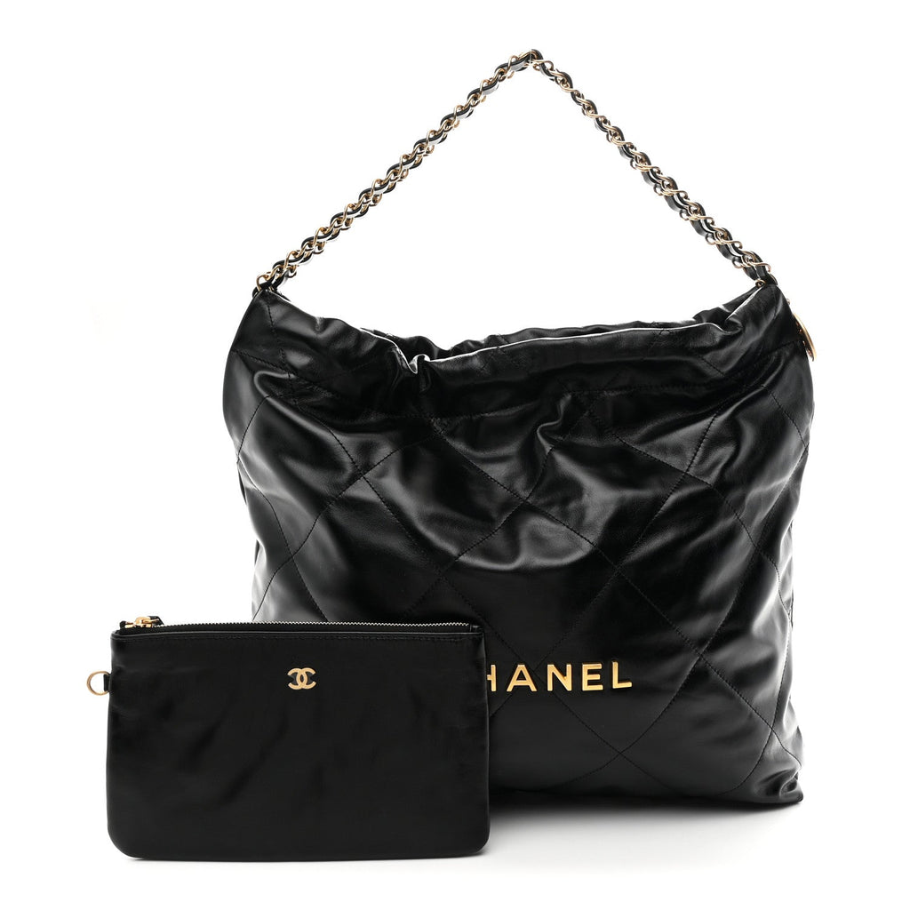 Chanel Shiny Calfskin Quilted Chanel 22 Black