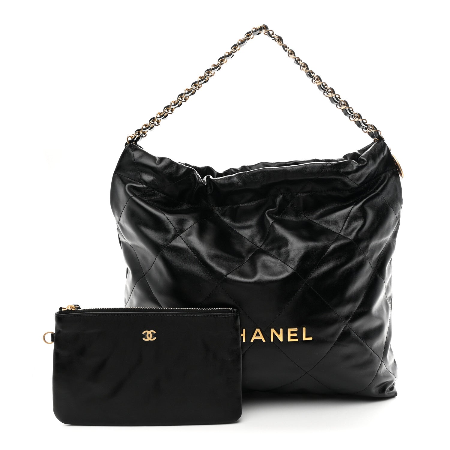 Chanel Shiny Calfskin Quilted Chanel 22 Black