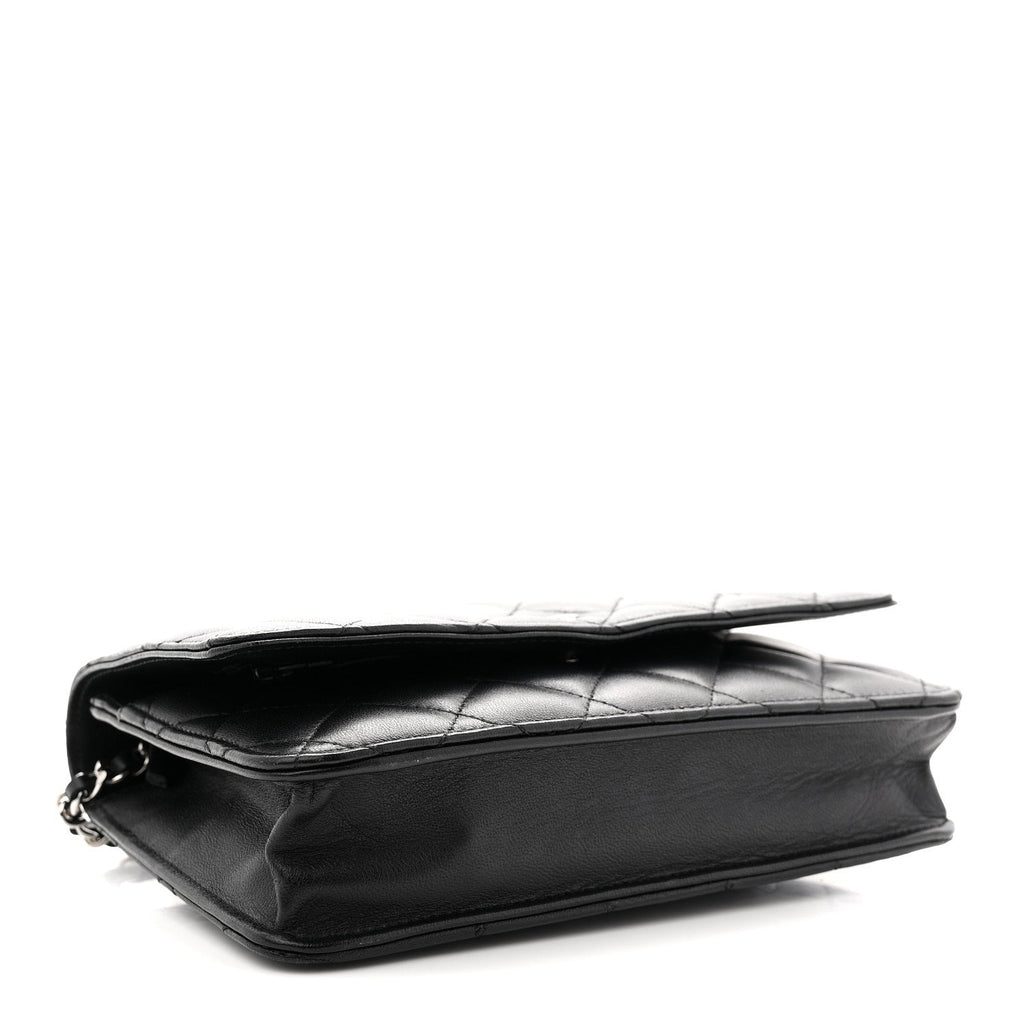 Chanel Lambskin Quilted Wallet On Chain WOC Black