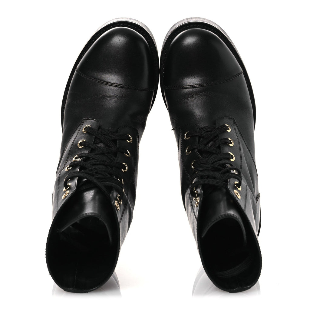Louis Vuitton Calfskin Flat Ranger Boots 36.5 Black