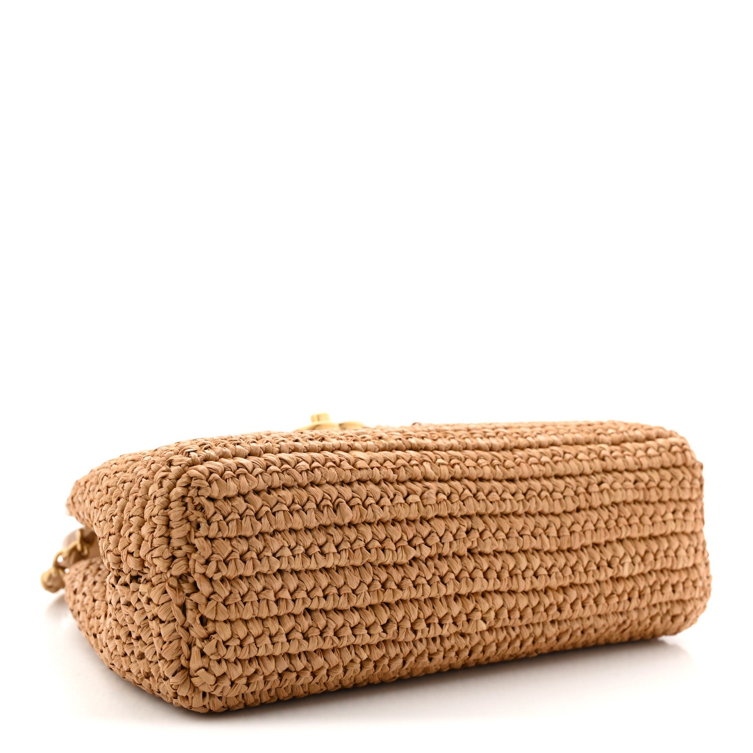 Chanel Braided Raffia Nano Kelly Flap Bag Dark Beige