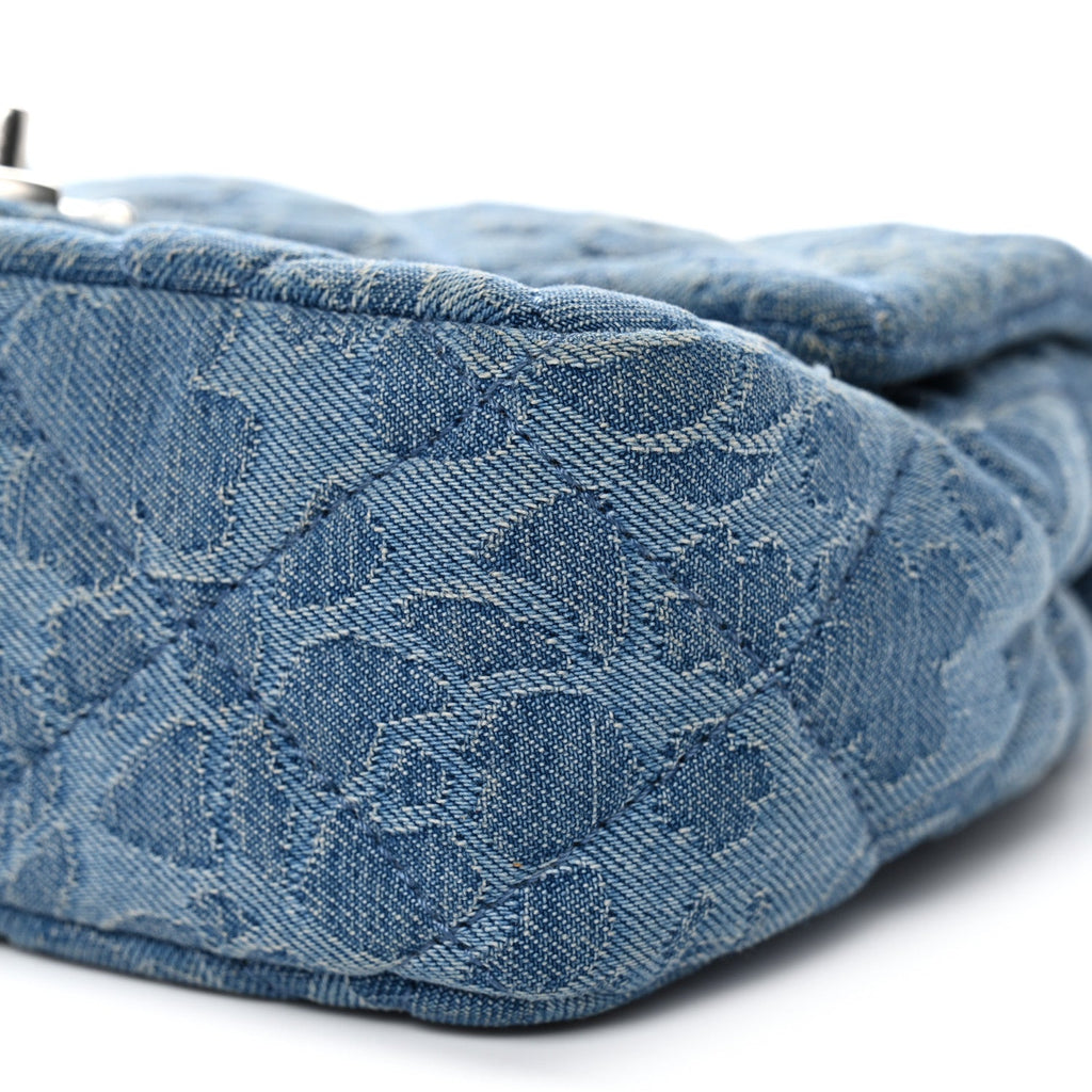 Chanel Denim Quilted Camellia Sweetheart Mini Flap Blue
