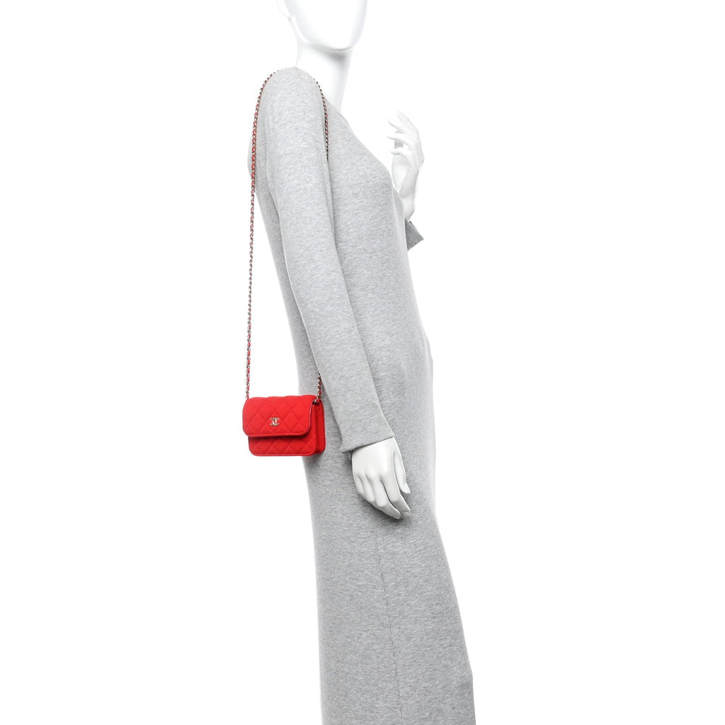 Chanel Jersey Quilted Micro Mini Flap Red