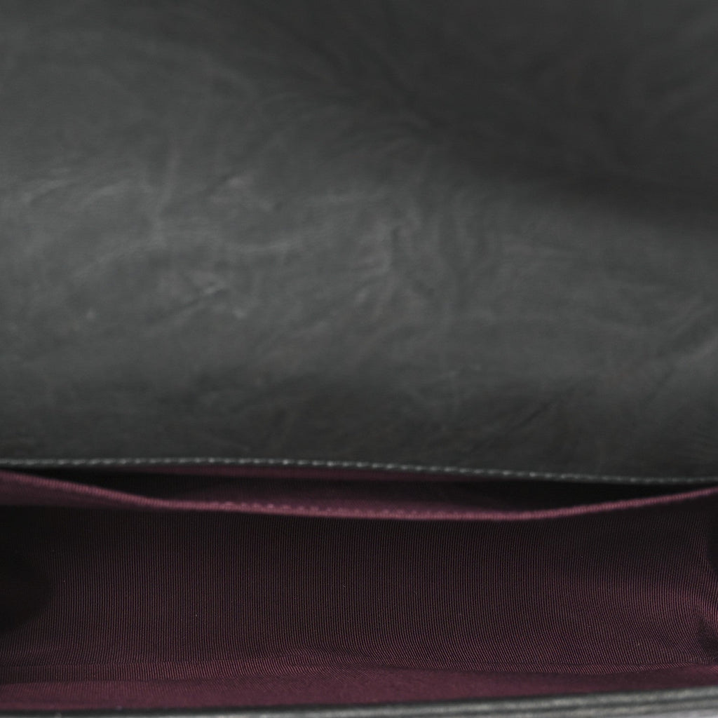 Chanel Crumpled Lambskin Medium Studded Boy Flap Black