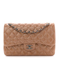 Chanel Patent Quilted Jumbo Double Flap Light Brown