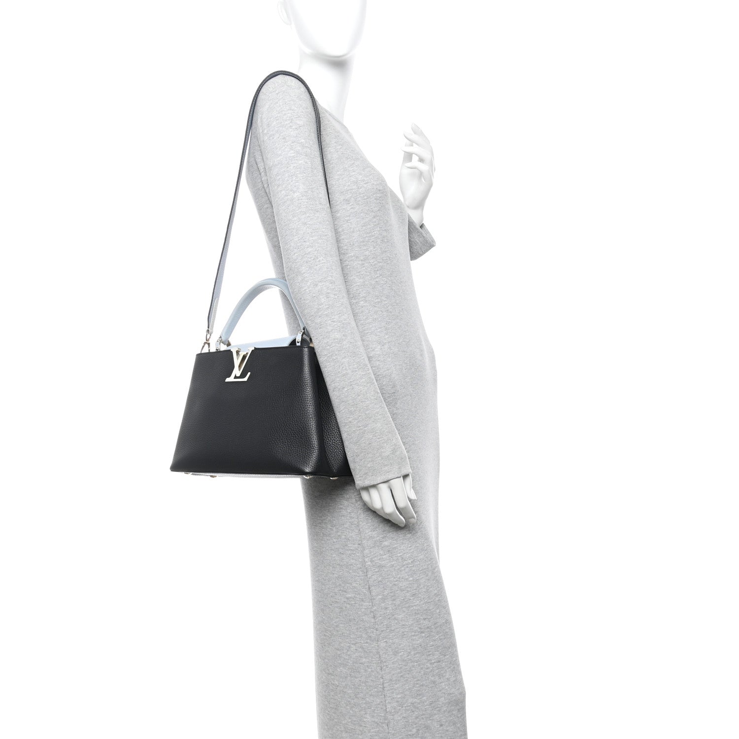 Louis Vuitton Taurillon Capucines MM Black Blue White