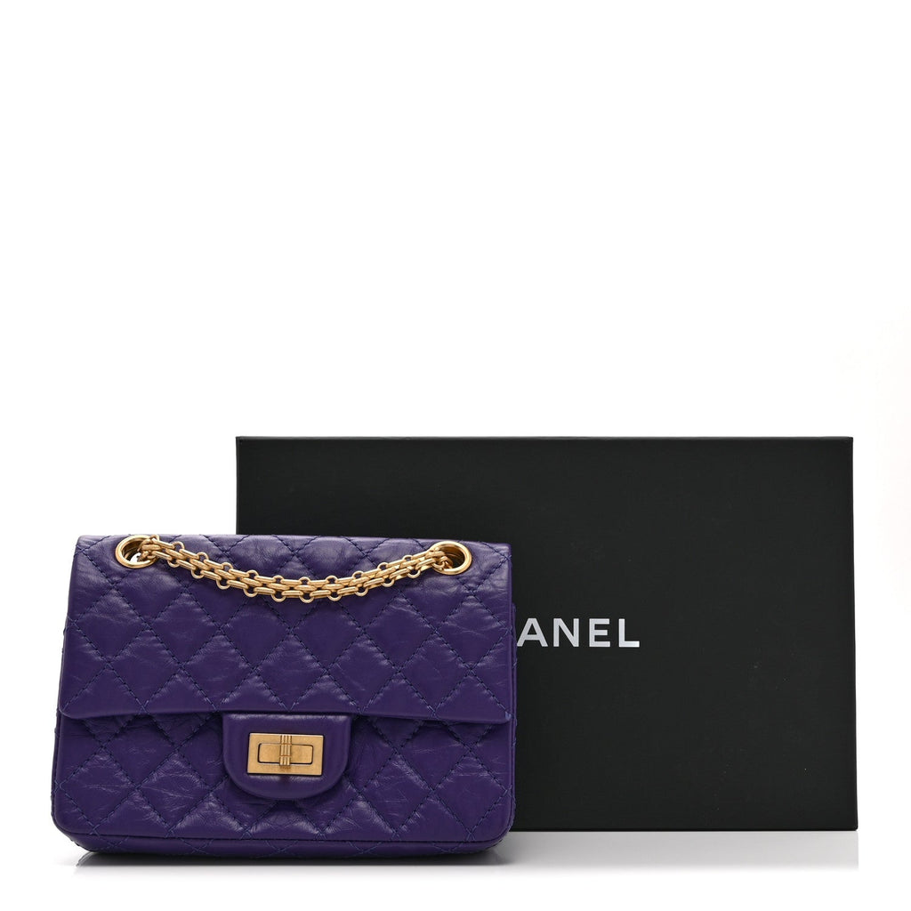 Chanel Aged Calfskin Quilted 2.55 Reissue Mini Flap Purple