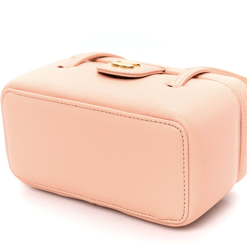 Chanel Shiny Caviar Preppy Coco Long Vanity With Strap Light Pink