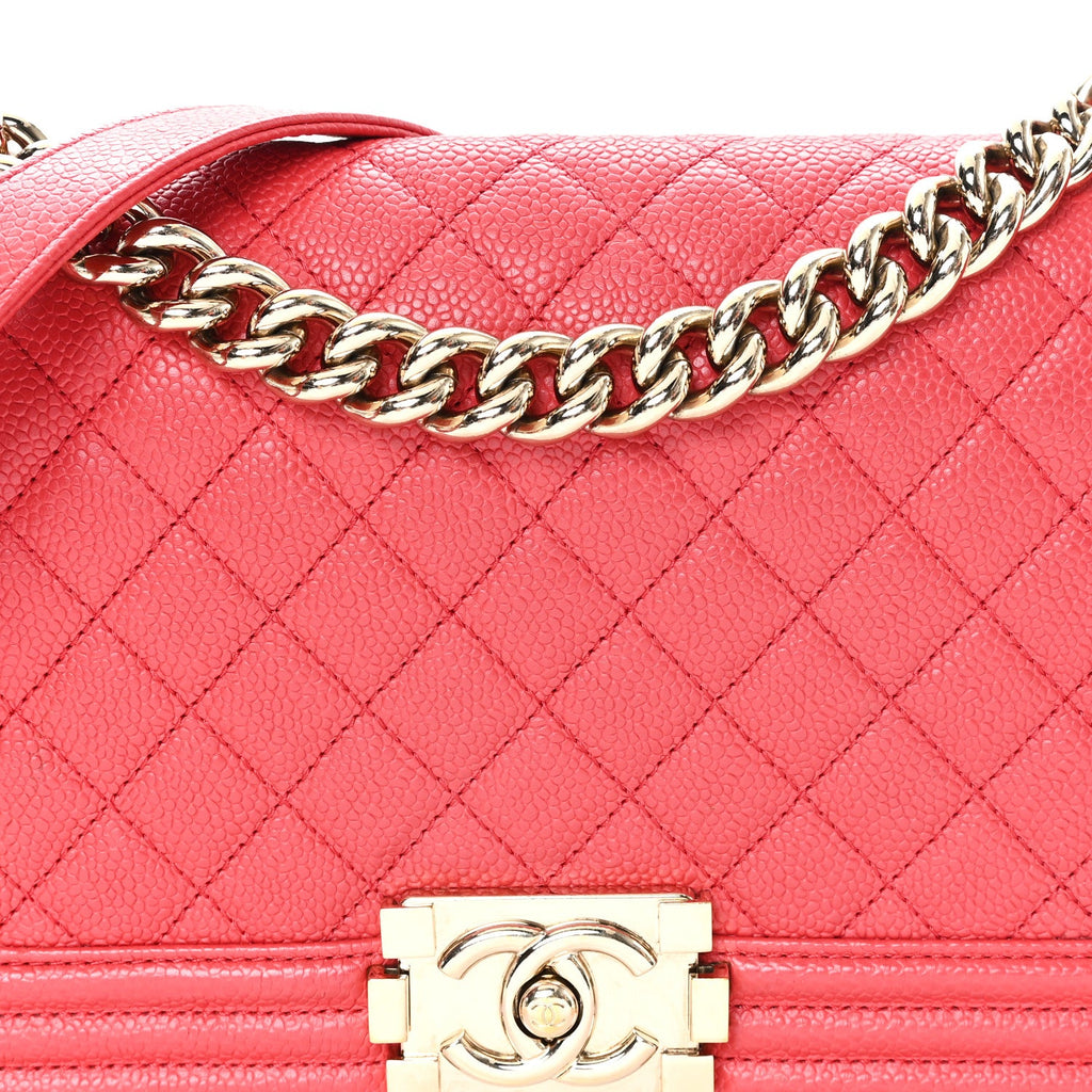 Chanel Caviar Quilted Medium Boy Flap Red