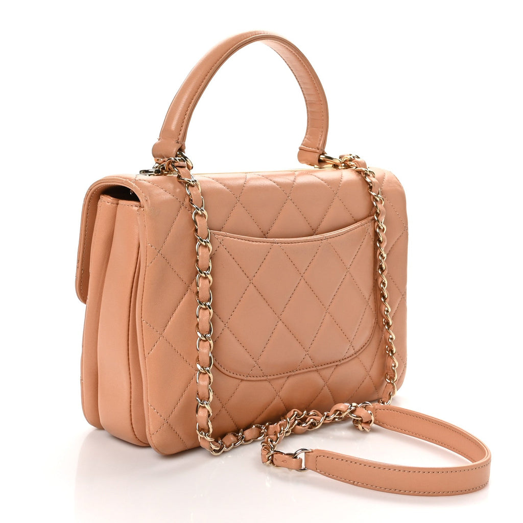 Chanel Lambskin Quilted Small Trendy CC Dual Handle Flap Bag Camel