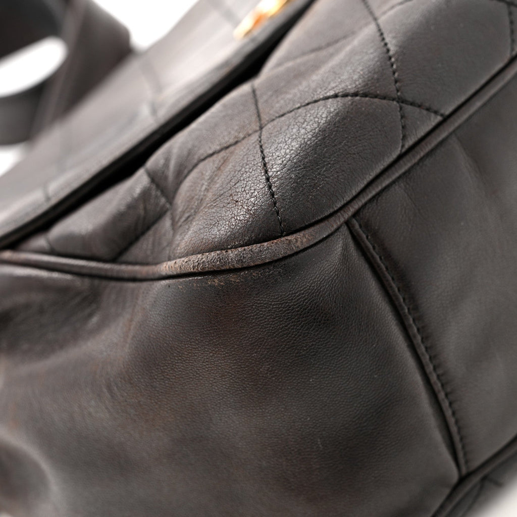 Chanel Lambskin Quilted Flap Shoulder Bag Black