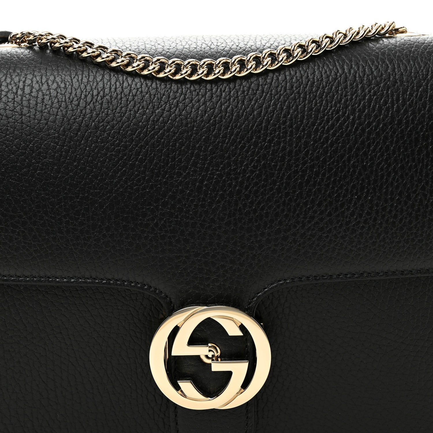 Gucci Dollar Calfskin Interlocking G Shoulder Bag Black