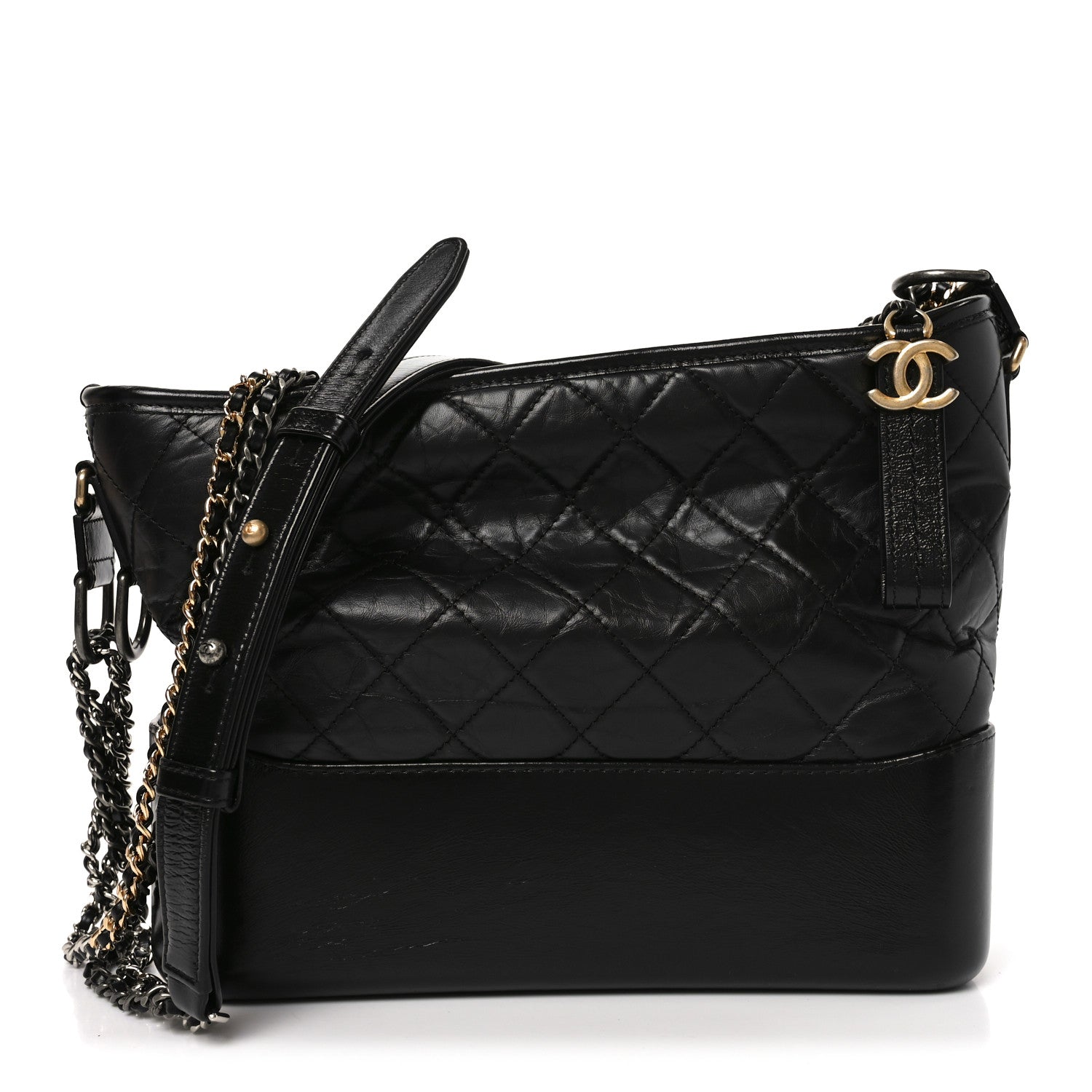 Chanel Aged Calfskin Quilted Medium Gabrielle Hobo Black