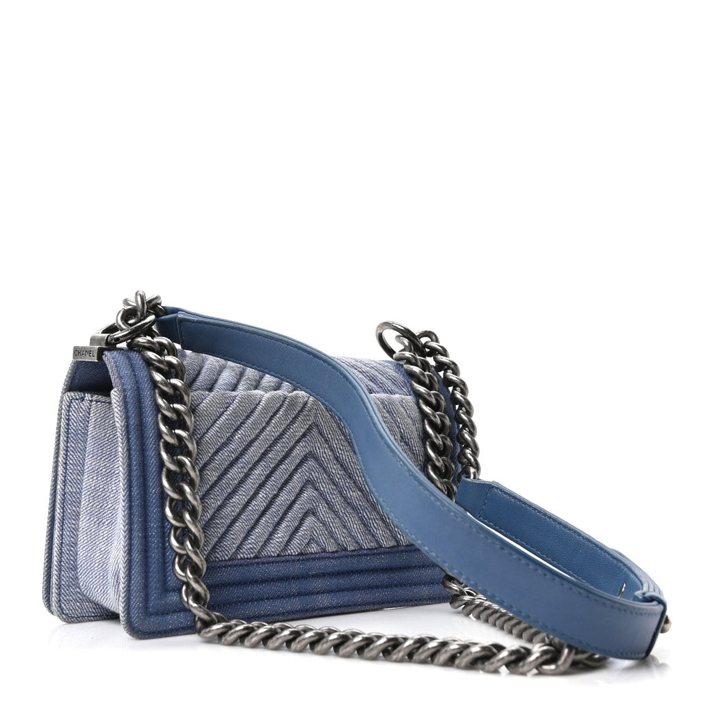 Chanel Denim Chevron Small Boy Flap Light Blue