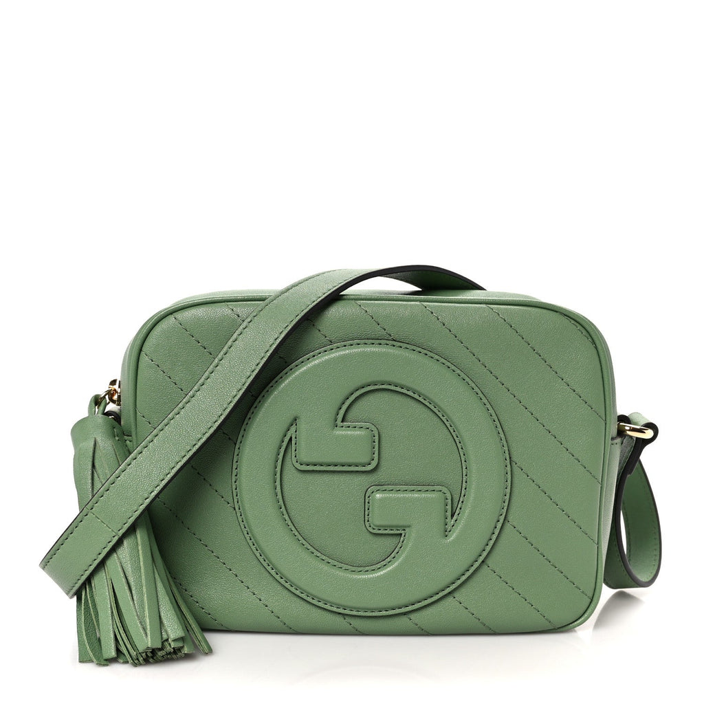 Gucci Sakai Be Green Calfskin Diagonal Stitched Small Blondie Shoulder Bag Green Soil Grass