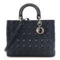 Christian Dior Lambskin Cannage Large Lady Dior Navy Blue