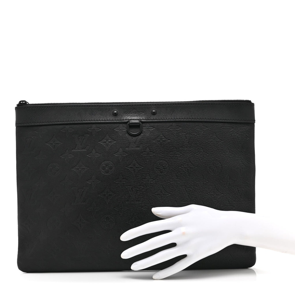 Louis Vuitton Calfskin Monogram Shadow Discovery Pochette Black
