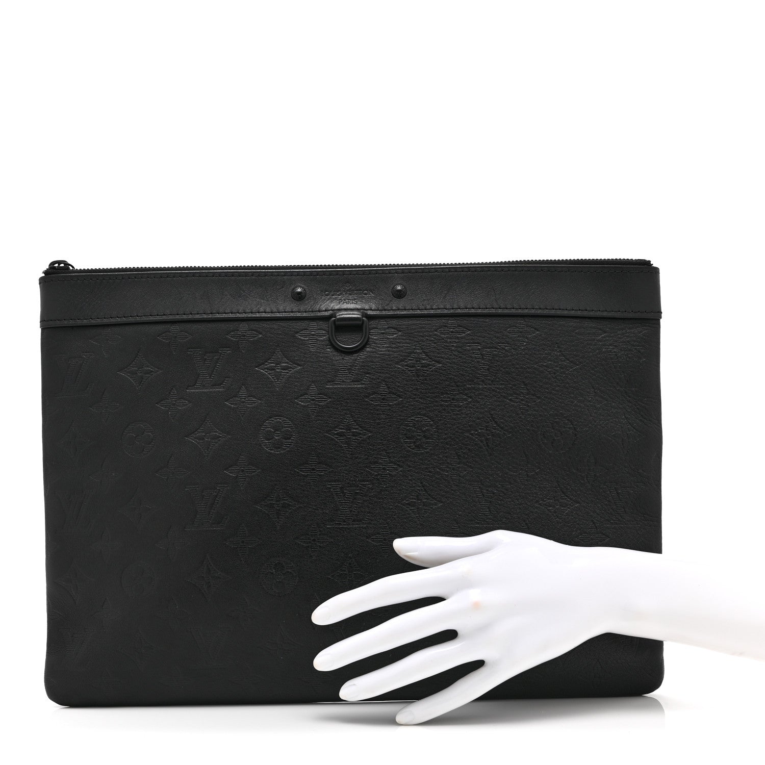 Louis Vuitton Calfskin Monogram Shadow Discovery Pochette Black