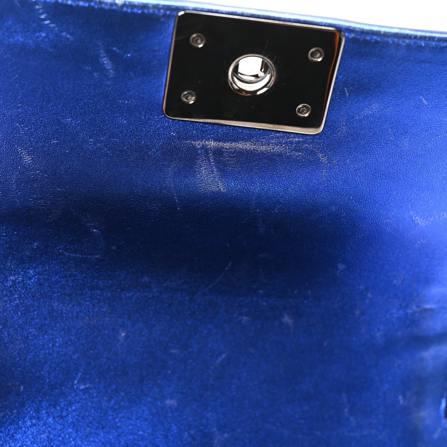 Chanel Metallic Patent Calfskin Quilted Small Boy Flap Blue
