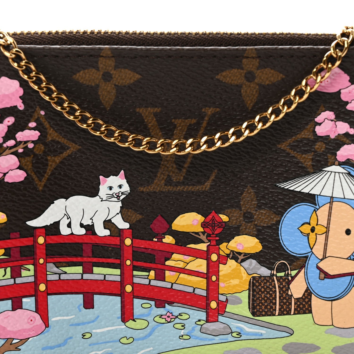 Louis Vuitton Monogram 2021 Christmas Animation Japanese Garden Mini Pochette Accessories Wisteria Pink