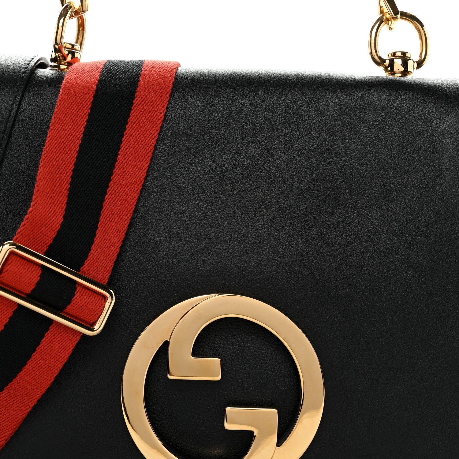 Gucci Roxy Calfskin Web Medium Studded Blondie Shoulder Flap Bag Black