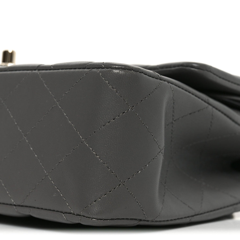 Chanel Lambskin Quilted Medium Double Flap Grey