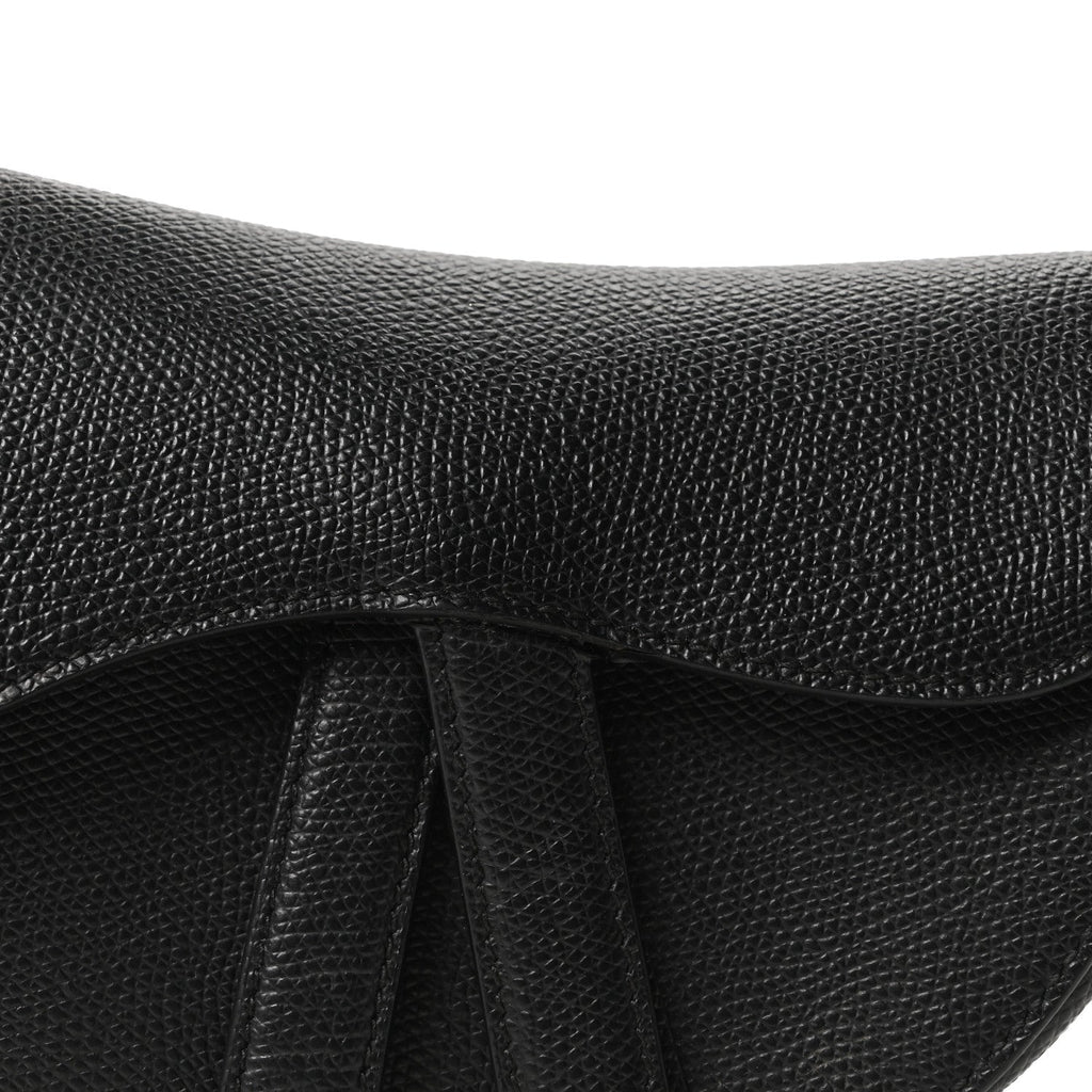 Christian Dior Grained Calfskin Mini Saddle Bag Black