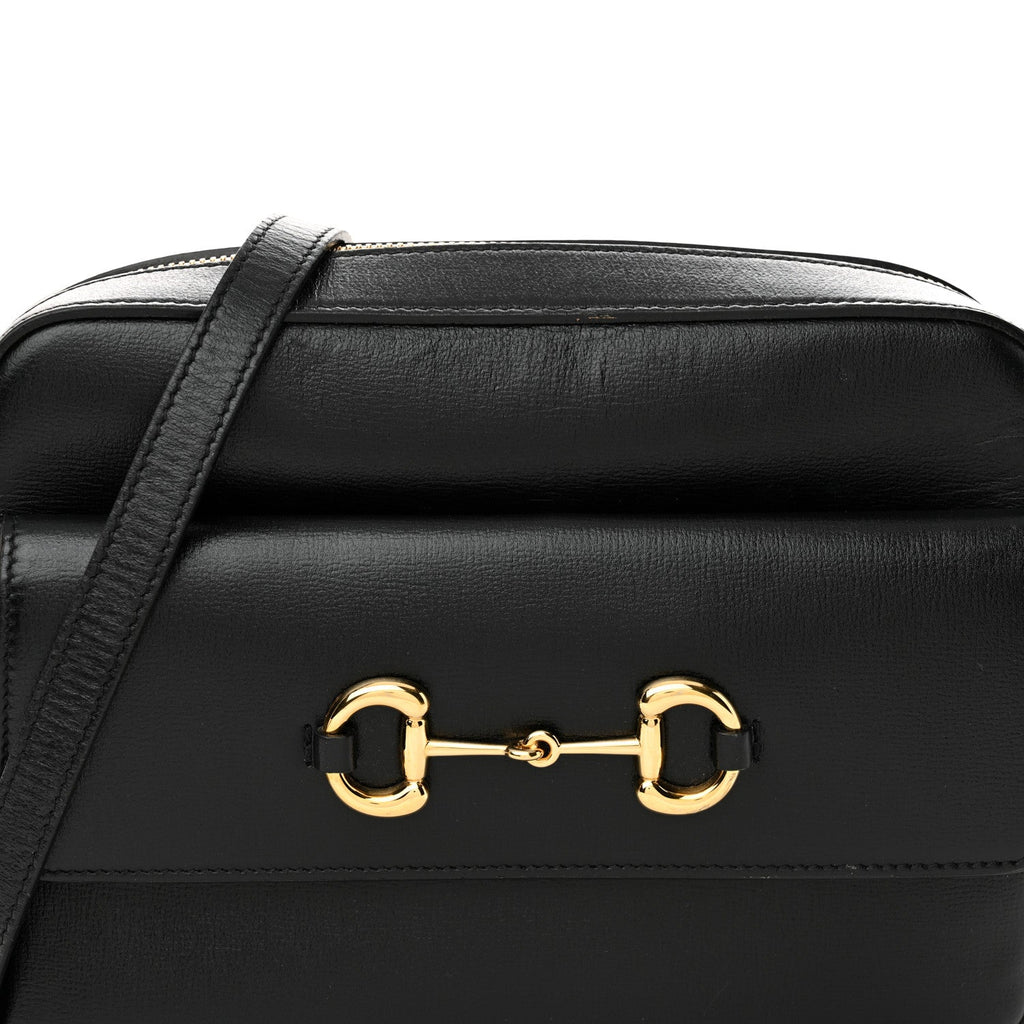 Gucci Textured Calfskin Small Horsebit 1955 Shoulder Bag Black