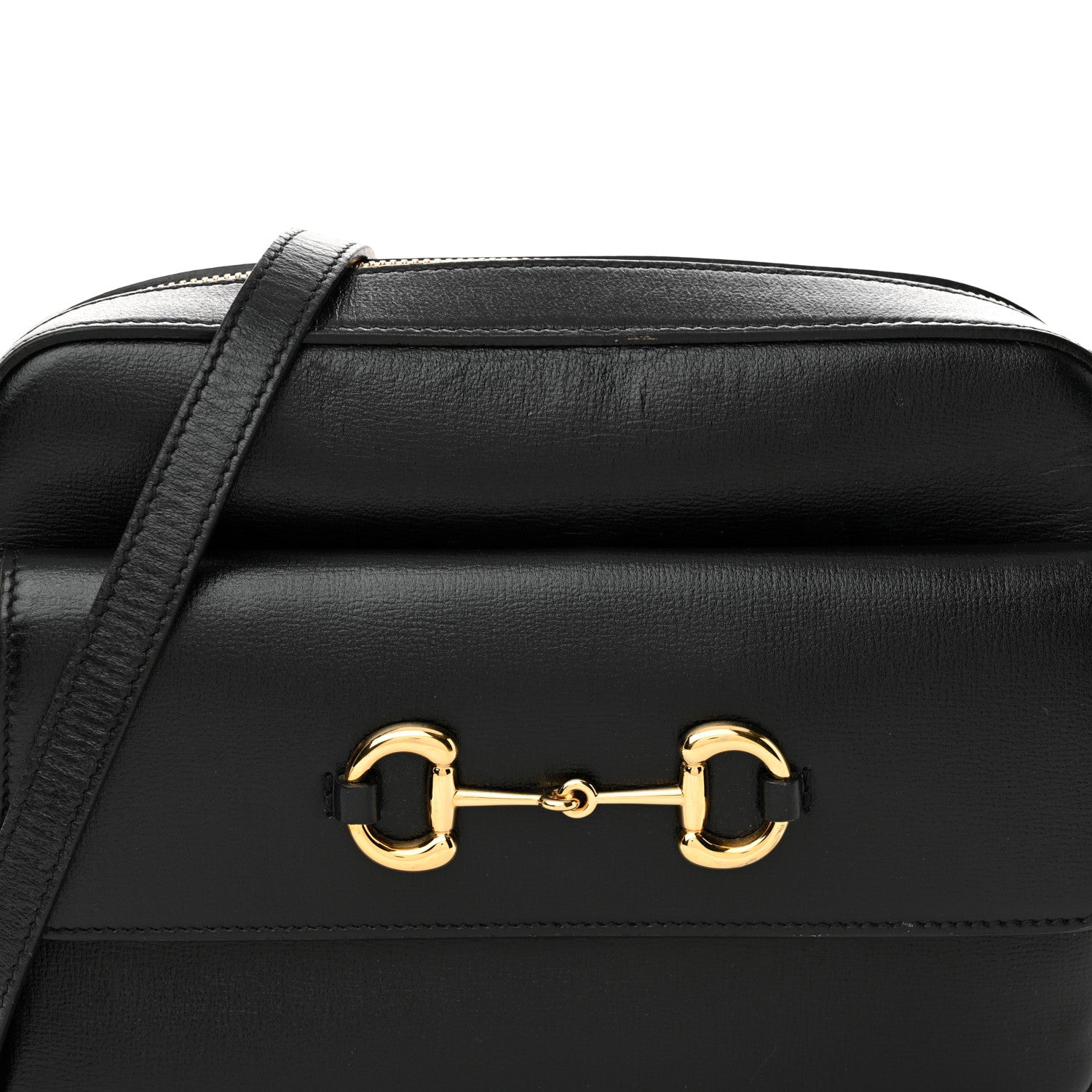 Gucci Textured Calfskin Small Horsebit 1955 Shoulder Bag Black