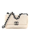 Chanel Glossy Calfskin Quilted Medium Chanel 19 Flap White Black