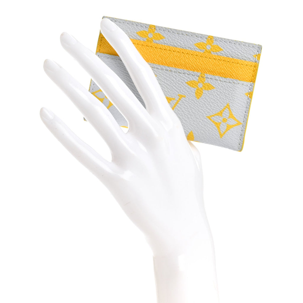 Louis Vuitton Monogram Glow Double Card Holder Gray Yellow