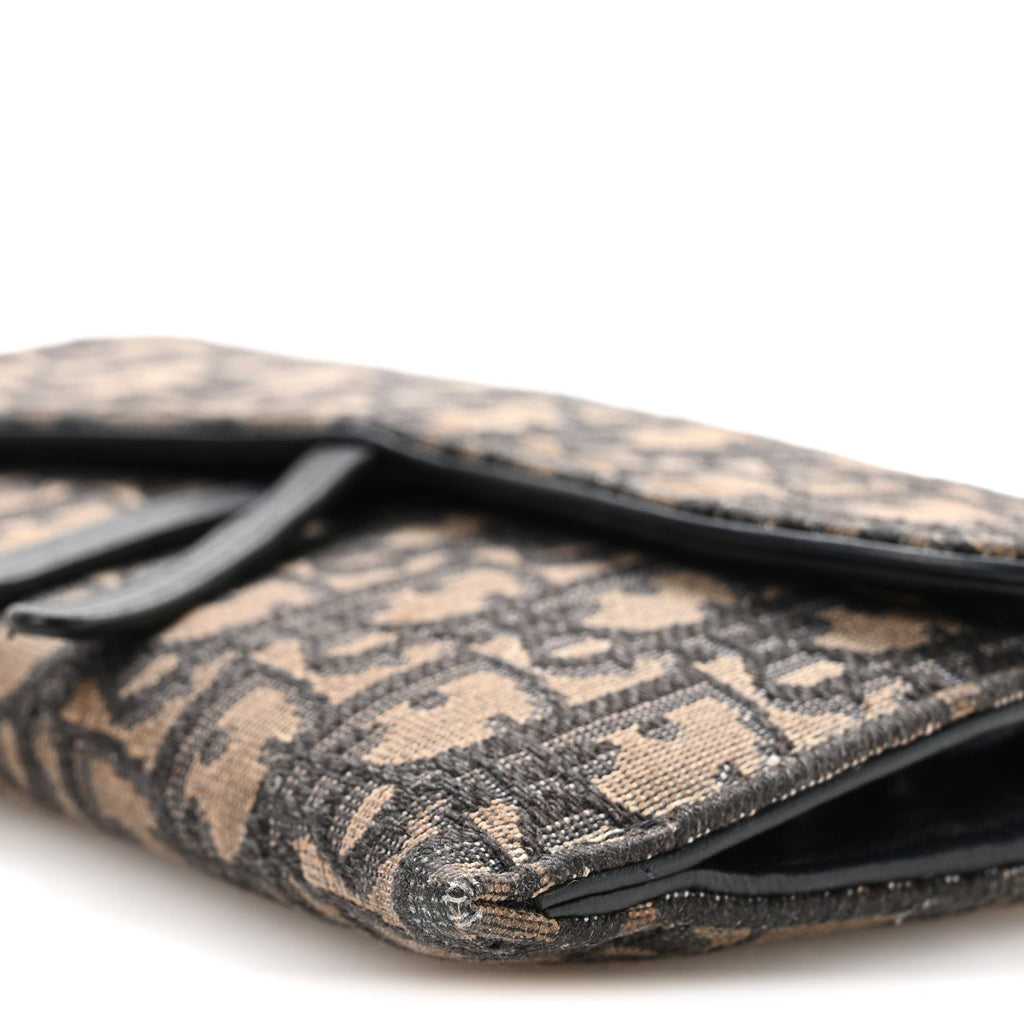Christian Dior Oblique Saddle Chain Long Wallet  Blue