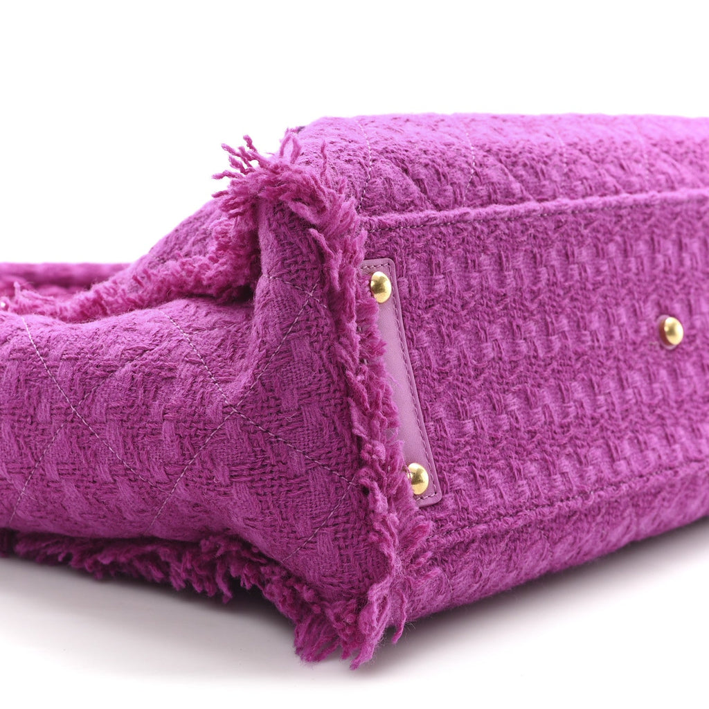Chanel Wool Tweed Large Zipped Shopping Tote Magenta