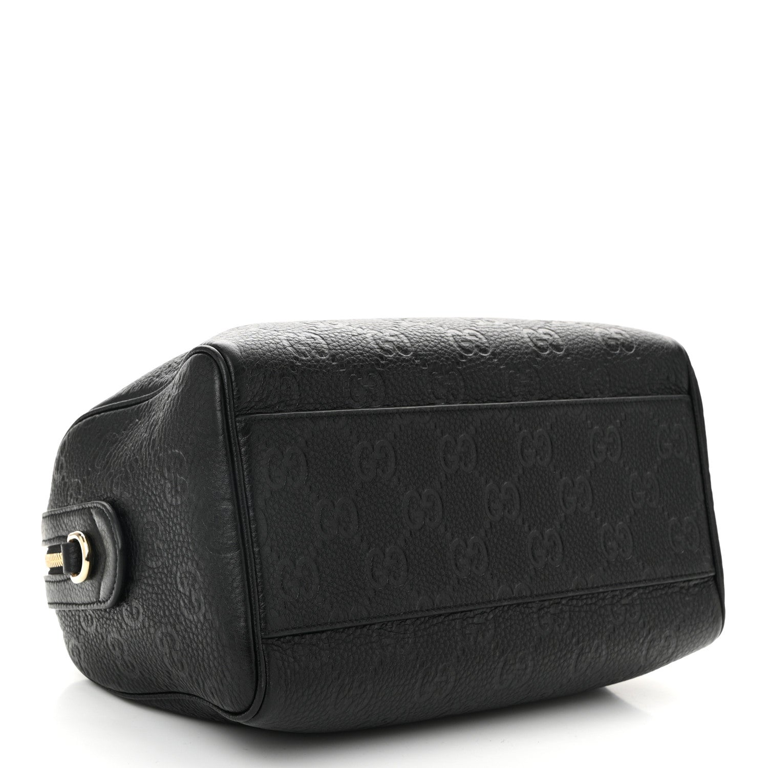 Gucci Calfskin GG Emblem Small Top Handle Bag Black
