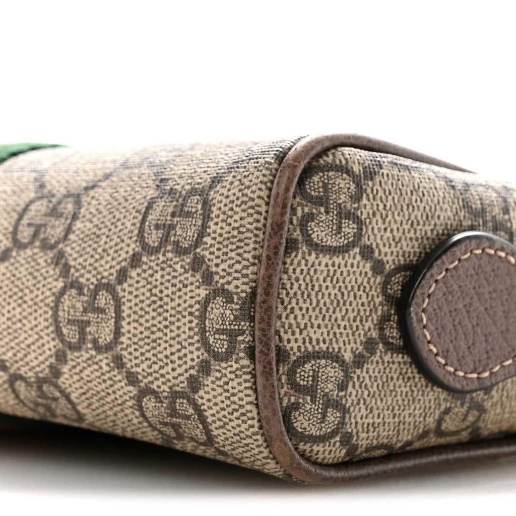 Gucci GG Supreme Monogram Web Mini Ophidia Shoulder Bag Brown