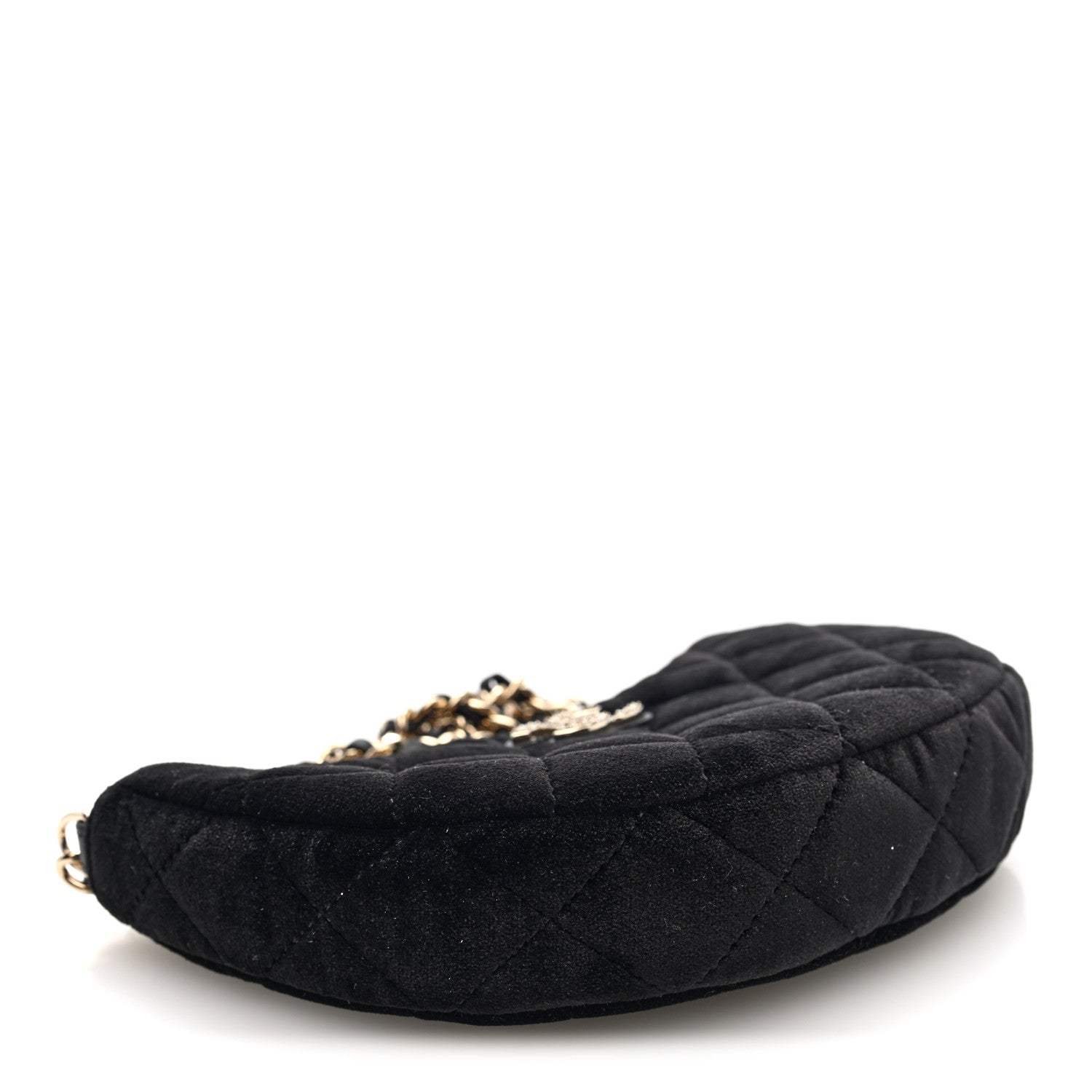 Chanel Velvet Crystal Quilted Chain Hobo Black