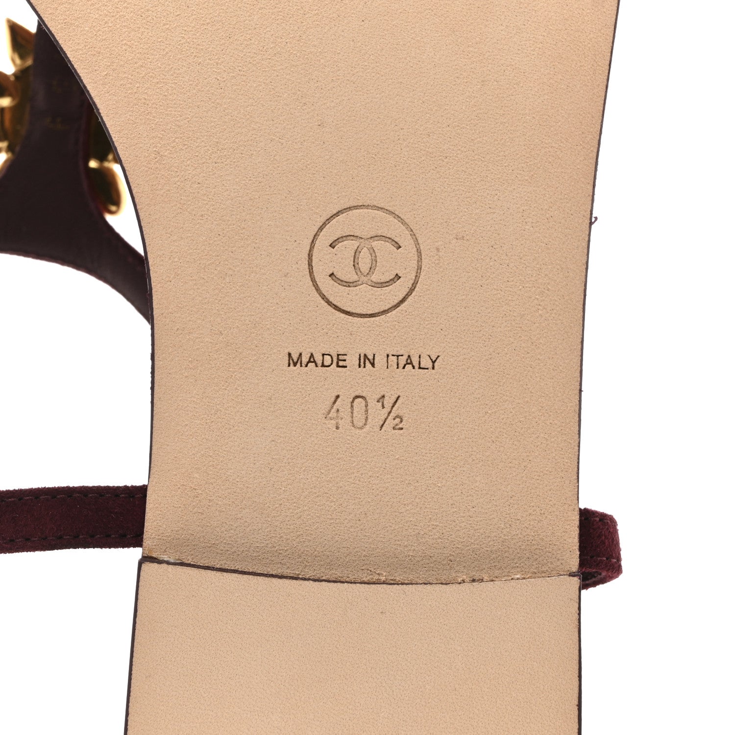 Chanel Suede Calfskin CC Crystal Thong Sandals 40.5 Burgundy