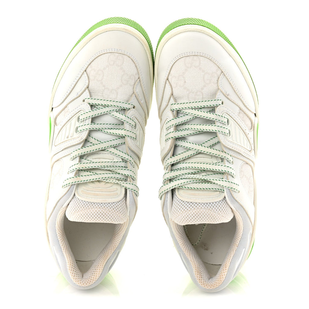 Gucci Demetra GG Supreme Monogram Womens Basket Low Top Sneakers 35 Great White Green