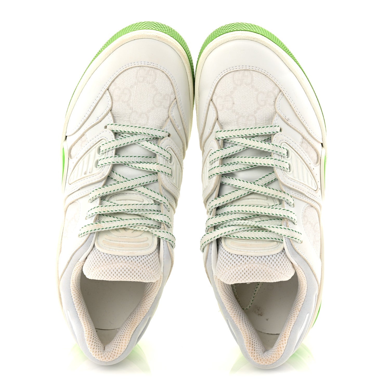 Gucci Demetra GG Supreme Monogram Womens Basket Low Top Sneakers 35 Great White Green
